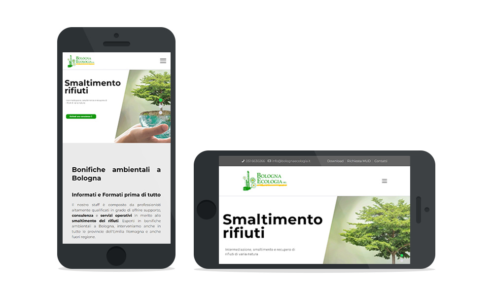 Sito web Bologna Ecologia - visualizzazione mobile
