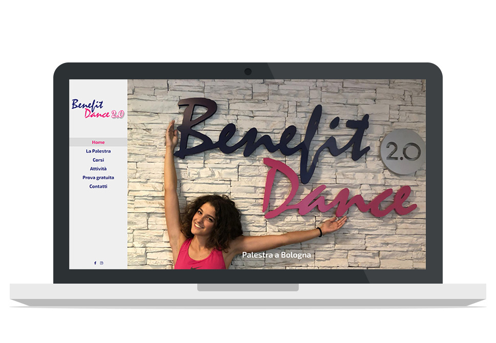 Sito web Benefit Dance 2.0 - visualizzazione desktop