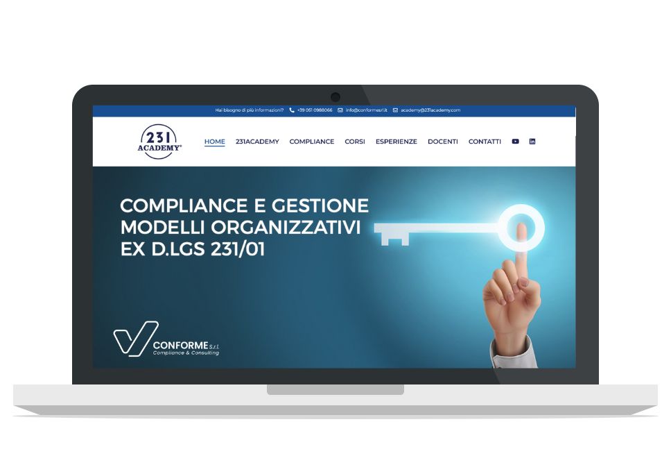 immagine sito web realizzato per 231 academy